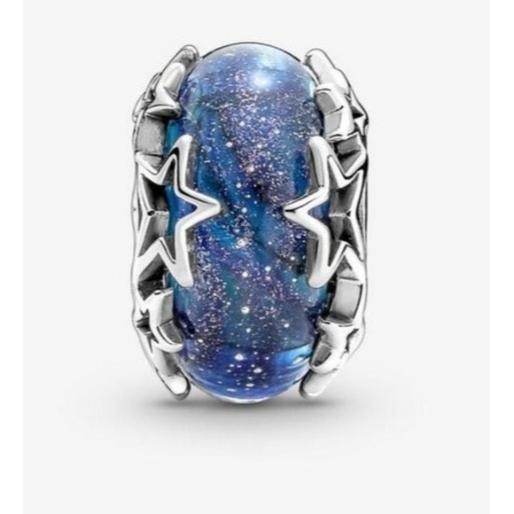 Pandora Murano Galaxy Blue & Star Charm 790015C00 - Picture 2 of 6